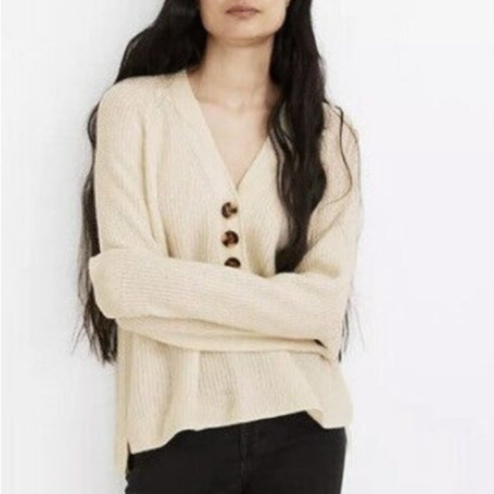 Madewell Ivory Merino Wool Blend Lyle Henley Sweater XS
